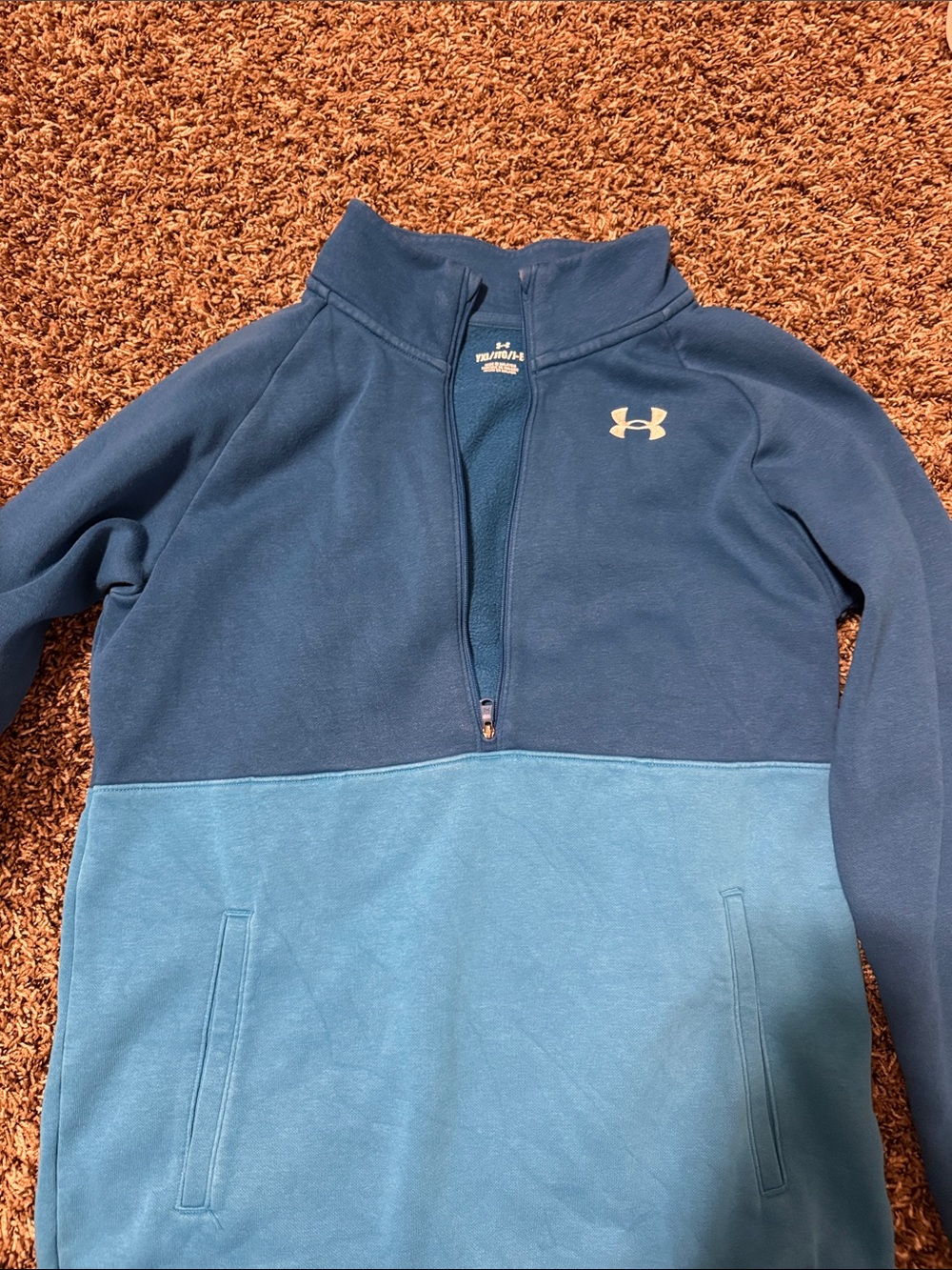 Under Armour Boys Navy and Light Blue Half-Zip Fleece Pullover